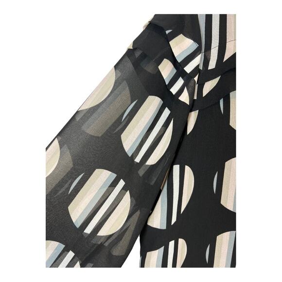 CALVIN KLEIN Geometric Dots Lined  layered long sleeve blouse relaxed fit - Picture 8 of 11